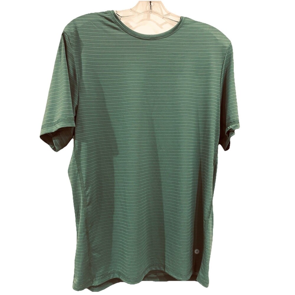 Soybu Performance T Shirt Mens Medium Green Micro Stripe Short Sleeve Athletic